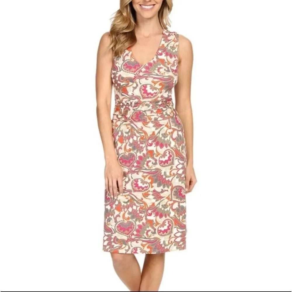 Aventura Sleeveless Midi Dress Paisley Floral Boho Lightweight Size M Tie‎ Waist